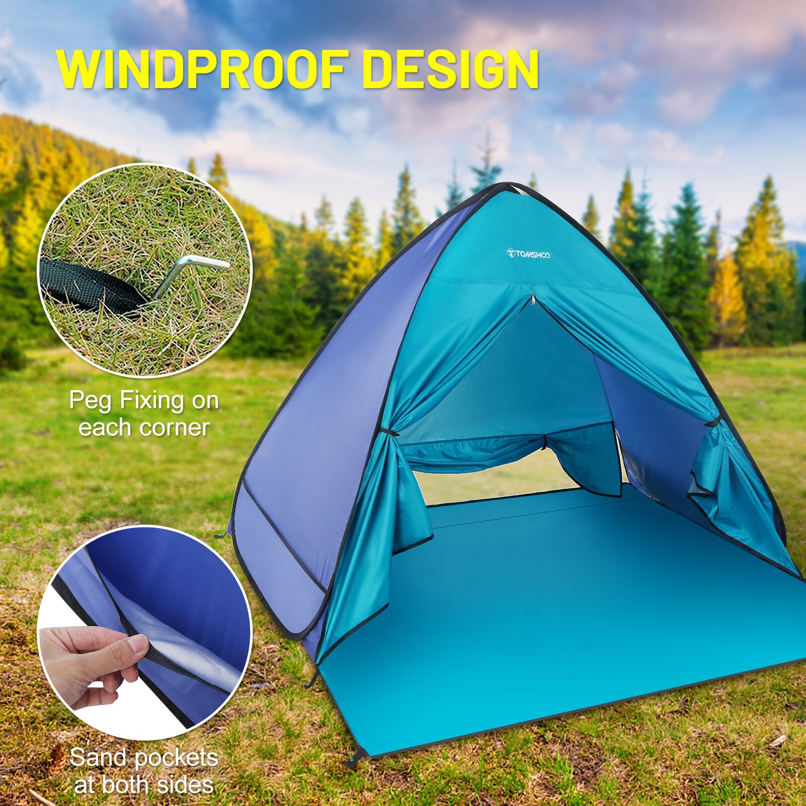 Cheap Goat Tents Outdoor Camping Automatic Instant Pop Up Beach Tent Lightweight Shade Sun Shelter Tent Canopy Cabana with Carry Bag   